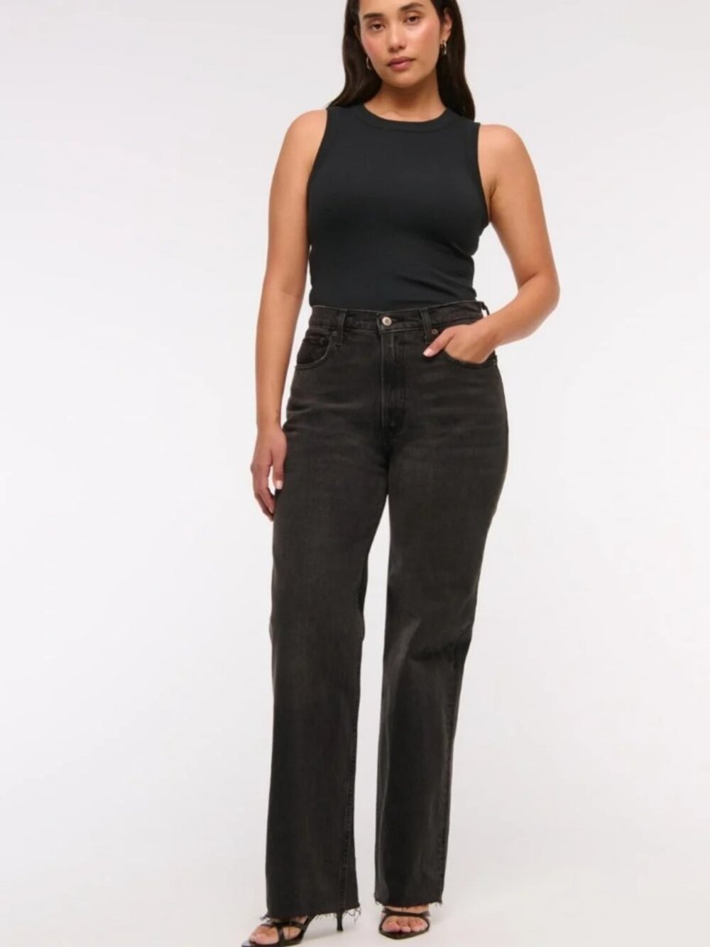 Abercrombie Curve Love 90s Relaxed Jeans Raw Hem 25 L